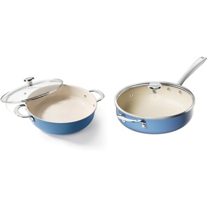 image:imageRedchef Stock Pot and Saute Pan with Lid Non Toxic Ceramic Cooking Pan Chef Pan Dishwasher amp Oven Safe PFAS PFOA amp PTFE FreeBlue