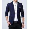 imageINVACHI Casual Blazer for Men Lightweight Slim Fit Suit Blazer Two Buttons Black Dress Jacket with Notched CollarNavy Blue