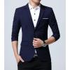imageINVACHI Casual Blazer for Men Lightweight Slim Fit Suit Blazer Two Buttons Black Dress Jacket with Notched CollarNavy Blue