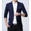 imageINVACHI Casual Blazer for Men Lightweight Slim Fit Suit Blazer Two Buttons Black Dress Jacket with Notched CollarNavy Blue