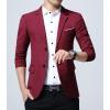 imageINVACHI Casual Blazer for Men Lightweight Slim Fit Suit Blazer Two Buttons Black Dress Jacket with Notched CollarWine Red