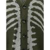 imageINVACHI Mens Skeleton Cardigan VNeck Goth Sweater for Men Oversized Outwear Knitted CoatArmy Green