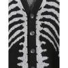 imageINVACHI Mens Skeleton Cardigan VNeck Goth Sweater for Men Oversized Outwear Knitted CoatBlack