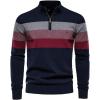 imageINVACHI Mens 14 Cotton Zip Pullover Sweater Long Sleeve Polo Sweater Winter Lightweight Polo Sweatshirt for MenNavy Blue