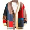 imageINVACHI Mens Cardigan Sweater Colorful Graphic Sweater for Men Casual VNeck Knit SweaterRed