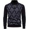 imageINVACHI Mens Quarter Zip Pullover Casual Slim Fit Polo Sweaters Lightweight Mock Neck Knitted Sweater for MenBlack