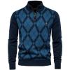 imageINVACHI Mens Quarter Zip Pullover Casual Slim Fit Polo Sweaters Lightweight Mock Neck Knitted Sweater for MenBlue