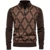 imageINVACHI Mens Quarter Zip Pullover Casual Slim Fit Polo Sweaters Lightweight Mock Neck Knitted Sweater for MenCoffee