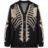 imageINVACHI Mens Skeleton Cardigan VNeck Goth Sweater for Men Oversized Outwear Knitted CoatBlack Khaki