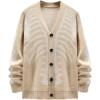 imageINVACHI Mens Skeleton Cardigan VNeck Goth Sweater for Men Oversized Outwear Knitted CoatKhaki