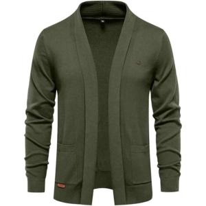 imageINVACHI Mens Lightweight Cardigan Sweater Casual VNeck Button Down Sweater with PocketsGreen