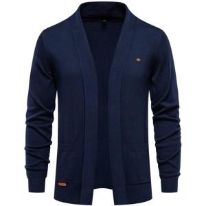 imageINVACHI Mens Lightweight Cardigan Sweater Casual VNeck Button Down Sweater with PocketsNavy Blue