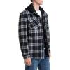 imageINVACHI Flannel Jackets for Men Long Sleeve Plaid Shirt Jacket Fleece Lined Winter Coat with Detachable HoodBlack