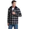 imageINVACHI Flannel Jackets for Men Long Sleeve Plaid Shirt Jacket Fleece Lined Winter Coat with Detachable HoodBlack