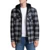 imageINVACHI Flannel Jackets for Men Long Sleeve Plaid Shirt Jacket Fleece Lined Winter Coat with Detachable HoodBlack