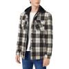imageINVACHI Flannel Jackets for Men Long Sleeve Plaid Shirt Jacket Fleece Lined Winter Coat with Detachable HoodCoffee01