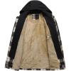 imageINVACHI Flannel Jackets for Men Long Sleeve Plaid Shirt Jacket Fleece Lined Winter Coat with Detachable HoodCoffee01