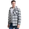 imageINVACHI Flannel Jackets for Men Long Sleeve Plaid Shirt Jacket Fleece Lined Winter Coat with Detachable HoodWhite Grey
