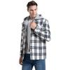 imageINVACHI Flannel Jackets for Men Long Sleeve Plaid Shirt Jacket Fleece Lined Winter Coat with Detachable HoodWhite Grey