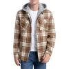 imageINVACHI Flannel Jackets for Men Long Sleeve Plaid Shirt Jacket Fleece Lined Winter Coat with Detachable HoodYellow01