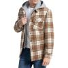 imageINVACHI Flannel Jackets for Men Long Sleeve Plaid Shirt Jacket Fleece Lined Winter Coat with Detachable HoodYellow01