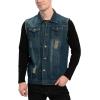 imageINVACHI Mens Casual Lapel Denim Vest Vintage Sleeveless Jeans Vest Slim Fit JacketBlue813