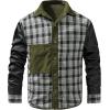 imageINVACHI Mens Corduroy Plaid Shacket Mens Casual Shirt Jacket Cotton Flannel Jacket for MenGreen
