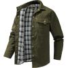 imageINVACHI Mens Corduroy Plaid Shacket Mens Casual Shirt Jacket Cotton Flannel Jacket for MenGreen