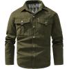 imageINVACHI Mens Corduroy Plaid Shacket Mens Casual Shirt Jacket Cotton Flannel Jacket for MenGreen