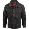 imageINVACHI Mens Denim Shirt Jacket Plaid Flannel Lined Shacket Casual Lightweight Trucker Cargo CoatBlack