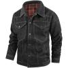 imageINVACHI Mens Denim Shirt Jacket Plaid Flannel Lined Shacket Casual Lightweight Trucker Cargo CoatBlack