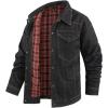 imageINVACHI Mens Denim Shirt Jacket Plaid Flannel Lined Shacket Casual Lightweight Trucker Cargo CoatBlack