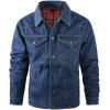 imageINVACHI Mens Denim Shirt Jacket Plaid Flannel Lined Shacket Casual Lightweight Trucker Cargo CoatBlue