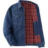imageINVACHI Mens Denim Shirt Jacket Plaid Flannel Lined Shacket Casual Lightweight Trucker Cargo CoatBlue