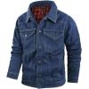 imageINVACHI Mens Denim Shirt Jacket Plaid Flannel Lined Shacket Casual Lightweight Trucker Cargo CoatBlue