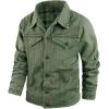 imageINVACHI Mens Denim Shirt Jacket Plaid Flannel Lined Shacket Casual Lightweight Trucker Cargo CoatGreen