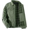 imageINVACHI Mens Denim Shirt Jacket Plaid Flannel Lined Shacket Casual Lightweight Trucker Cargo CoatGreen