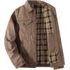imageINVACHI Mens Denim Shirt Jacket Plaid Flannel Lined Shacket Casual Lightweight Trucker Cargo CoatKhaki