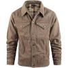 imageINVACHI Mens Denim Shirt Jacket Plaid Flannel Lined Shacket Casual Lightweight Trucker Cargo CoatKhaki