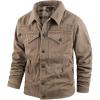 imageINVACHI Mens Denim Shirt Jacket Plaid Flannel Lined Shacket Casual Lightweight Trucker Cargo CoatKhaki