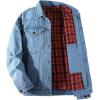 imageINVACHI Mens Denim Shirt Jacket Plaid Flannel Lined Shacket Casual Lightweight Trucker Cargo CoatLight Blue