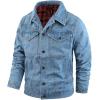imageINVACHI Mens Denim Shirt Jacket Plaid Flannel Lined Shacket Casual Lightweight Trucker Cargo CoatLight Blue