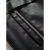 imageINVACHI Mens Faux Fur Leather Trench Coat Winter Warm Fleece Lining Jacket with LapelBlack
