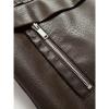 imageINVACHI Mens Faux Fur Leather Trench Coat Winter Warm Fleece Lining Jacket with LapelBrown