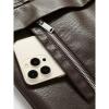 imageINVACHI Mens Faux Fur Leather Trench Coat Winter Warm Fleece Lining Jacket with LapelBrown
