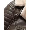 imageINVACHI Mens Faux Fur Leather Trench Coat Winter Warm Fleece Lining Jacket with LapelBrown