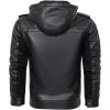 imageINVACHI Mens Faux Leather Bomber Jacket Hooded Fleece Lining Coat for Men Winter Warm Motorcycle JacketBlack