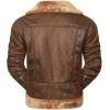 imageINVACHI Mens Faux Leather Fleece Jacket Sherpa Lined Warm Jacket FallampampWinter Trucker Jacket with Fur Notched LapelBrown