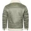 imageINVACHI Mens Faux Leather Fleece Jacket Sherpa Lined Warm Jacket FallampampWinter Trucker Jacket with Fur Notched LapelGreen