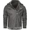 imageINVACHI Mens Faux Leather Fleece Jacket Sherpa Lined Warm Jacket FallampampWinter Trucker Jacket with Fur Notched LapelGrey